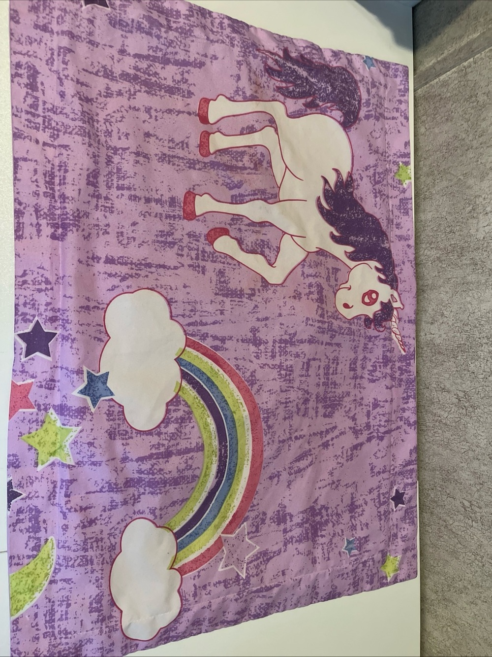 Unicorn Pillow Sham Purple Rainbows Colorful Stars Kids Bedding 30x21